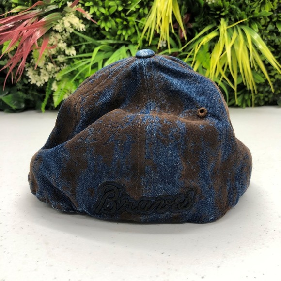 Vintage Atlanta Braves Hat Cap Fitted Mens 7 5/8 Blue Brown MLB Baseball 90s - Picture 4 of 9